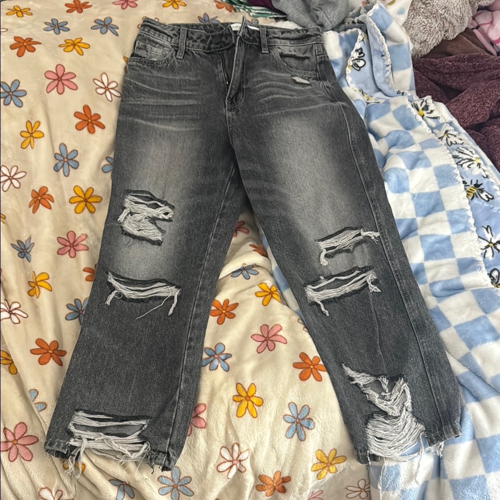 Flying Monkey Gray Boyfriend Jeans Distressed